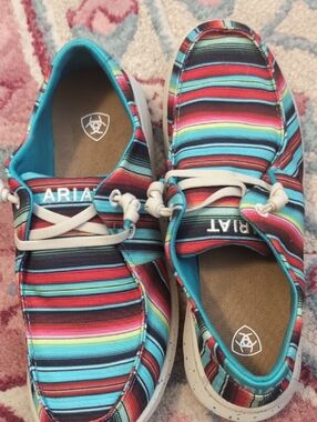 Ariat Turquoise Red Stripe Casual Canvas Shoes
